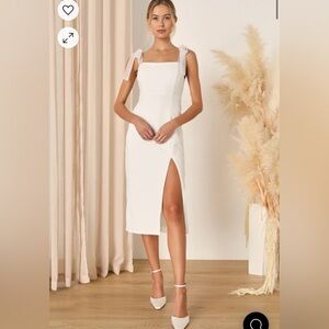 Romantic Celebration White Tie-Strap Bodycon Midi Dress